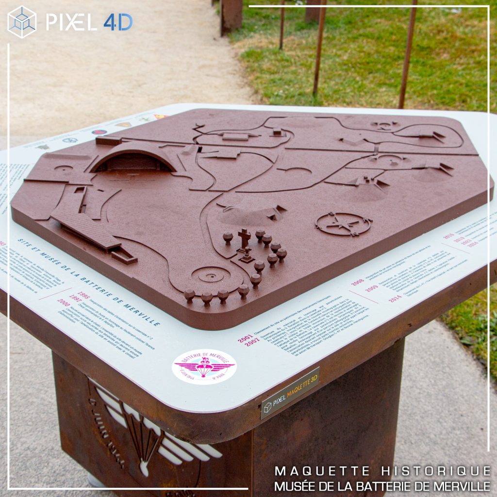 gravure dates historiques maquette 3d aluminium tactile exterieure musee patrimoine mediation culturelle site historique