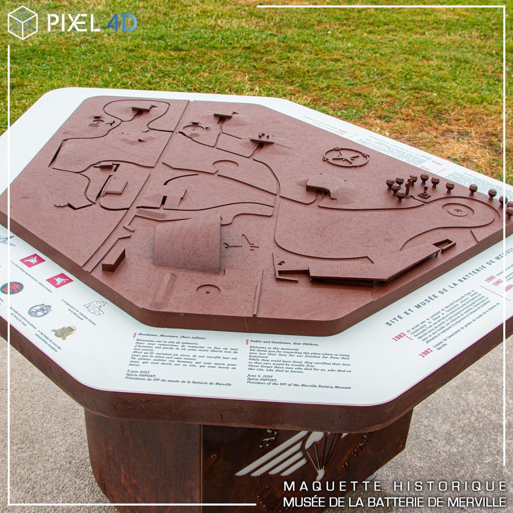 maquette 3D aluminium centre-ville Merville hiver musée Batterie communication touristique